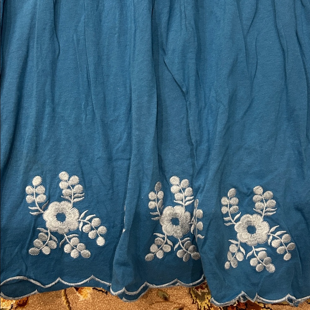 Vertigo Embroidered Blue Tunic Long Sleeve Top-L - Picture 7 of 9